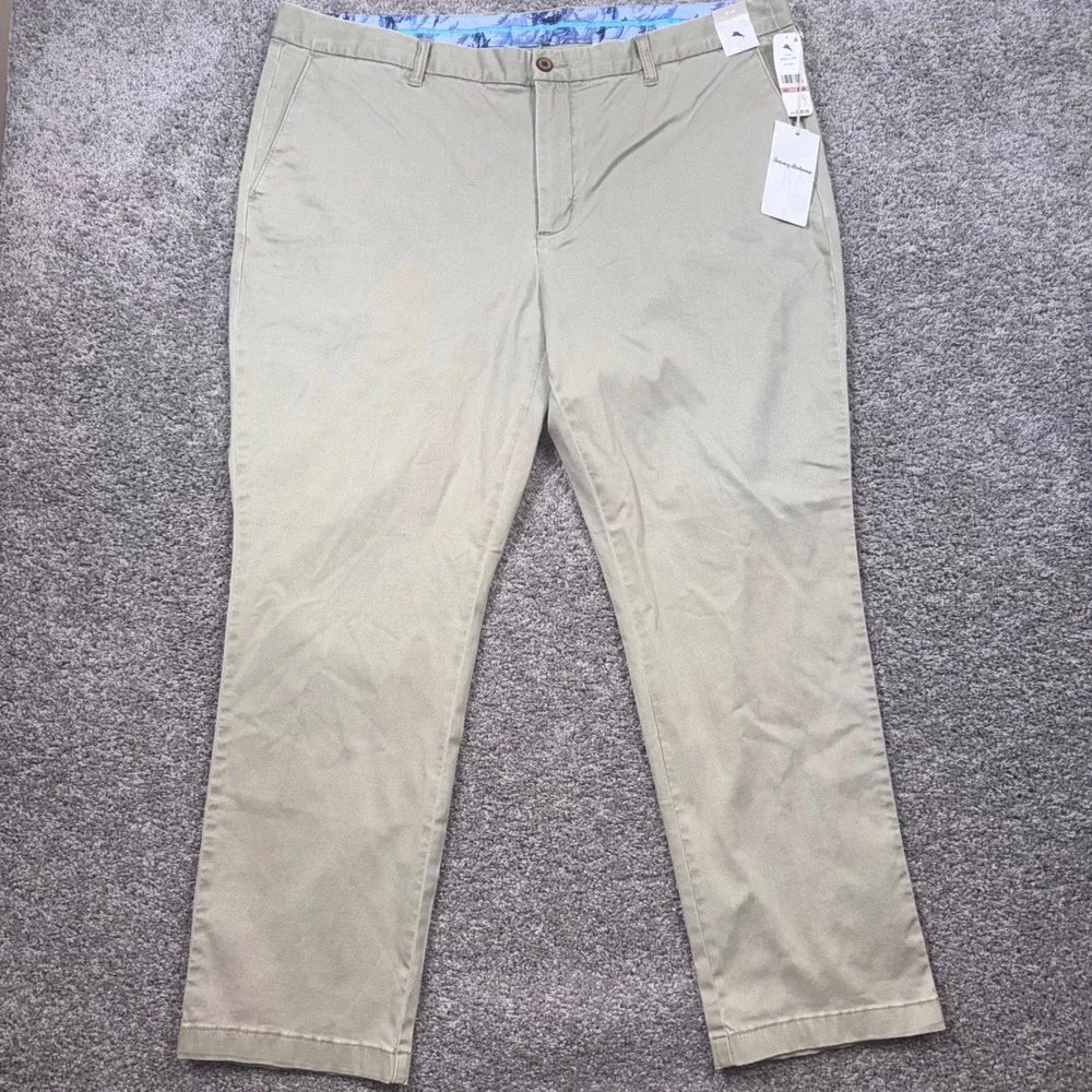 Tommy Bahama Boracay Flat Front Pants Mens Stretch Khaki 42x30 NEW